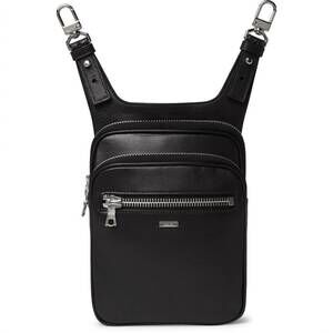 NEW AMIRI men's calf hip pouch bag in black silver